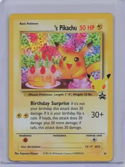 Birthday Pikachu 24 Celebrations: Classic Collection - Pokemon Card - NM - Image 1