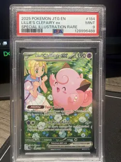 Pokemon TCG Journey Together Lillie's Clefairy EX Card 184/159 Sir PSA9 Mint - Image 1