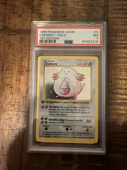 1999 POKEMON BASE SET CHANSEY 1ST EDITION SHADOWLESS HOLO #3 NM PSA 7 LOW POP - Image 1