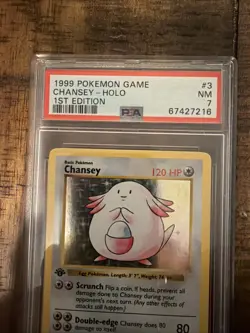 1999 POKEMON BASE SET CHANSEY 1ST EDITION SHADOWLESS HOLO #3 NM PSA 7 LOW POP - Image 3
