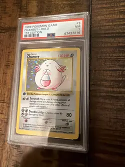 1999 POKEMON BASE SET CHANSEY 1ST EDITION SHADOWLESS HOLO #3 NM PSA 7 LOW POP - Image 4