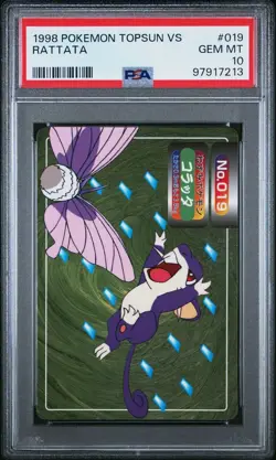 PSA 10 GEM MINT Rattata Vs. Venomoth Topsun Carddass Vending Pokemon 1998 POP 10 - Image 1