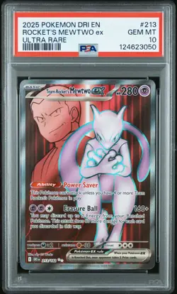 2025 Pokemon Dri En-Destined Rivals #213 Rocket'S Mewtwo Ex Ultra Rare PSA 10 - Image 1