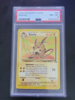 PSA 8 NM-MINT Raichu 29/62 Fossil 1999-2000 Set RARE Pokemon Card - Image 1