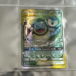 Pokemon TCG Blastoise & Piplup GX TAG TEAM Ultra Rare Full Art 215/236 Holo - Image 1