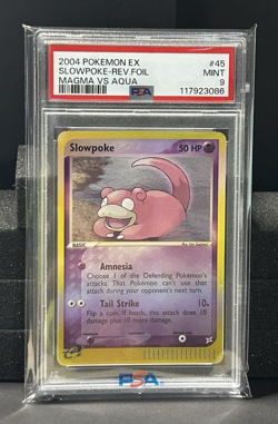 2004 POKEMON EX TEAM MAGMA VS TEAM AQUA 45 SLOWPOKE-REVERSE FOIL PSA 9 - Image 1