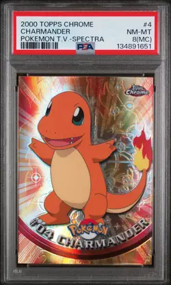2000 TOPPS CHROME POKEMON T.V. SPECTRA #4 CHARMANDER PSA 8 MC - Image 1