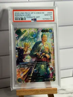 2026 ONE PIECE OP14-EB04-THE AZURE SEA'S SEVEN ALT ART #006 RORONOA ZORO PSA 10 - Image 1