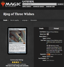 2013 MTG Magic the Gathering M14 Core Edition Foil #216 Ring of Three Wishes - Image 3