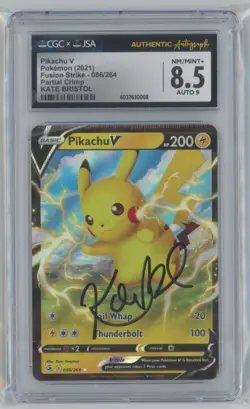 2021 Sword & Shield - Fusion Strike Pikachu V Auto CGC 8.5 Basic/Rare Holo V #86 - Image 1