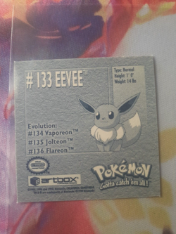 1999 Pokemon Eevee #133 Artbox Sticker Lightly Played - Image 2