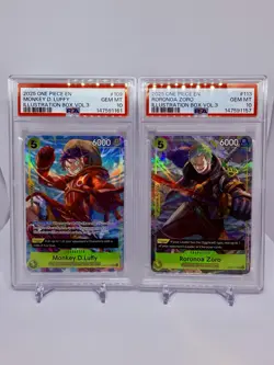 One Piece Monkey D Luffy Roronoa Zoro Illustration Box 3 Promo PSA 10 - Image 1