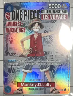 Bandai One Piece CCG Holo Monkey D. Luffy US Voyage P-055 2026 5000 Power - Image 1