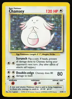 Chansey 3/102 Holo Rare Base Set Pokemon Card - Image 1