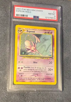 2001 Pokemon Neo Discovery #1 /75 ESPEON - HOLO PSA 8 NM-MT - NEW CERT - Image 1