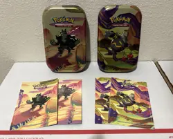 Pokemon TCG Shrouded Fable Okidogi And Dusknoir Mini Tins With Art Cards Sticker - Image 1