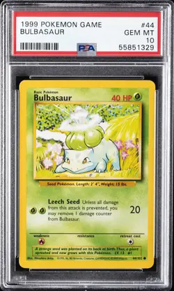1999 POKEMON GAME #44 BULBASAUR PSA 10 - Image 1