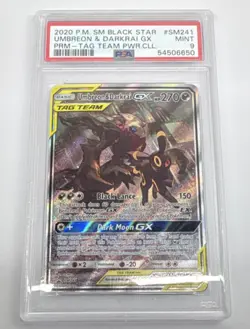 Pokemon Umbreon & Darkrai GX SM Black Star SM241 TAG TEAM Holo Promo PSA 9 - Image 1