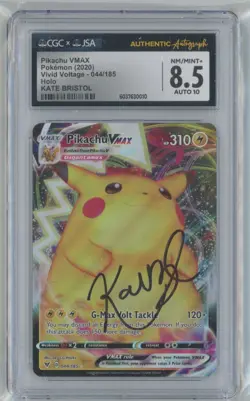 2020 Sword & Shield - Vivid Voltage Pikachu VMAX CGC 8.5 Auto 10 VMAX/Rare Holo - Image 1