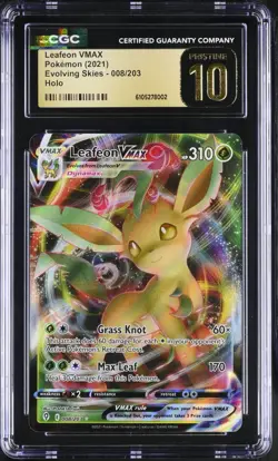 CGC Pristine 10 2021 Pokemon Leafeon VMAX #008/203 Evolving Skies Holo Full Art - Image 1