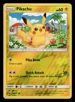 Pikachu 30/111 Reverse Holo SM Crimson Invasion Pokemon Card - Image 1