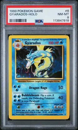 1999 POKEMON BASE SET UNLIMITED #6 GYARADOS-HOLO PSA 8 - Image 1