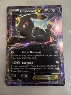 Pokemon Umbreon EX TCG Holo Card 55/124 Ultra Rare, Fates Collide Lp-Mp - Image 1