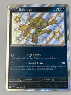 Sableye 184/091 Pokemon TCG: Scarlet & Violet - Paldean Fates Shiny Rare Holo - Image 1