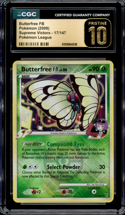 CGC 10 Pristine Butterfree FB Reverse Holo League Promo 17/147 2009 Pokemon - Image 1