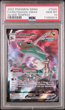 2022 POKEMON SWORD & SHIELD SILVER TEMPEST #TG20 FULL ART/RAYQUAZA VMAX PSA 10 - Image 1