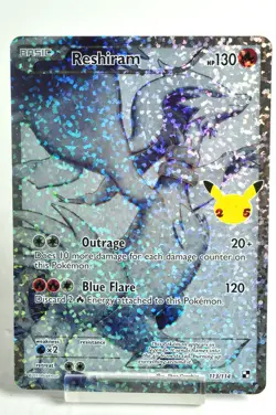 Pokemon card TCG Reshiram 113/114 25th ANNIVERSARY COLLECTION 2021 English LP - Image 1