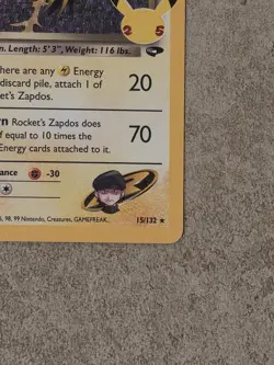 [ NM ] Rocket's Zapdos 15/132 Celebrations Holo Rare Pokemon Card - Image 5