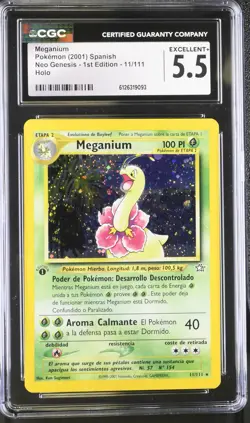 CGC 5.5 SPANISH Meganium Neo Genesis 1st Edition 11/111 Holo Pokemon Card - Image 1