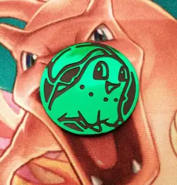 Pokemon Card Green Chikorita Coin Small Size - Image 1