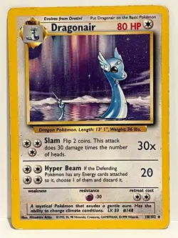 Vintage 1999 Pokemon TCG Base Set DRAGONAIR NON-HOLO Rare 18/102 HP Eng, Unltd - Image 1