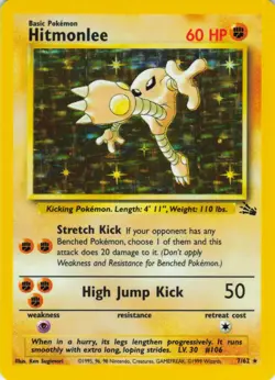 Hitmonlee - Holo - 7/62 Fossil Set - Pokemon TCG - 1999 - Image 1
