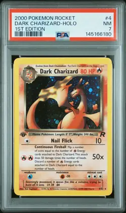 2000 POKEMON ROCKET 1ST ED #4 DARK CHARIZARD-HOLO PSA 7 - Image 1