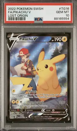 Pokemon TCG SWSH Lost Origin #TG16 Pikachu V Trainer Gallery Full Art PSA 10 - Image 1