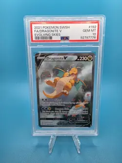 2021 POKEMON SWORD & SHIELD EVOLVING SKIES #192 FULL ART/DRAGONITE V PSA 10 - Image 1
