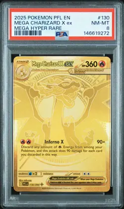 2025 POKEMON PFL EN-PHANTASMAL FLAMES MEGA HYPER RARE MEGA CHARIZARD X EX PSA 8 - Image 1
