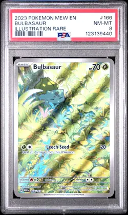 2023 POKEMON MEW EN-151 ILLUSTRATION RARE #166 BULBASAUR PSA 8 - Image 1
