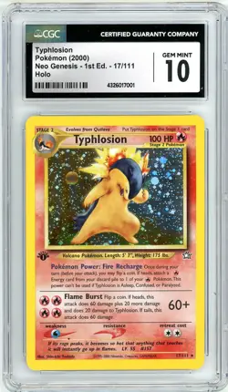 Pokemon Typhlosion #17 Neo Genesis Holo 1st Edition CGC 10 Gem Mint Black Dot - Image 1
