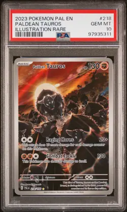 Paldean Tauros 218/193 Illustration Rare Pal En-paldea Evolved Pokemon PSA 10 - Image 1