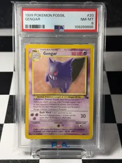 1999 POKEMON FOSSIL GENGAR 20 PSA 8 NM-MT - Image 1