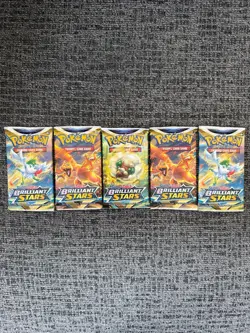 Pokemon TCG Sword & Shield Brilliant Stars Booster Packs x5 - New/Factory Sealed - Image 1