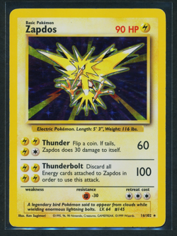Zapdos 16/102 Holo Rare Pokemon 1999 Unlimited Base Set MP - Image 1