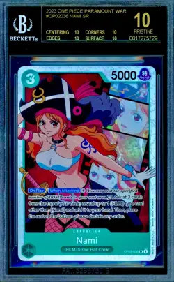Black Label BGS 10 Nami 2023 One Piece Paramount War English SR Holo Rare POP 5 - Image 1