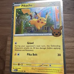 2024 Pokemon Trick or Trade Pikachu holo card PAF018/091 FART SWIRL - Image 1