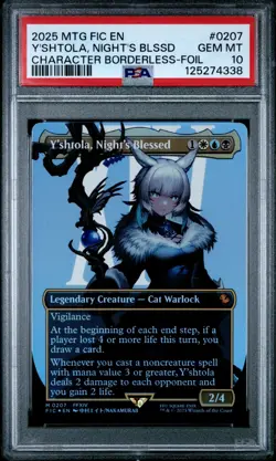MTG FINAL FANTASY BORDERLESS FOIL 0207 Y'SHTOLA NIGHT'S BLESSED PSA 10 - Image 1