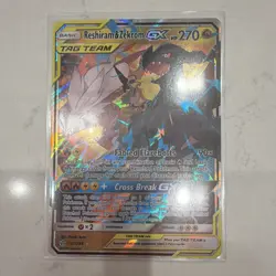 Pokemon Reshiram & Zekrom GX Full Art Ultra Rare TAG TEAM Holo 157/236 270 HP - Image 1